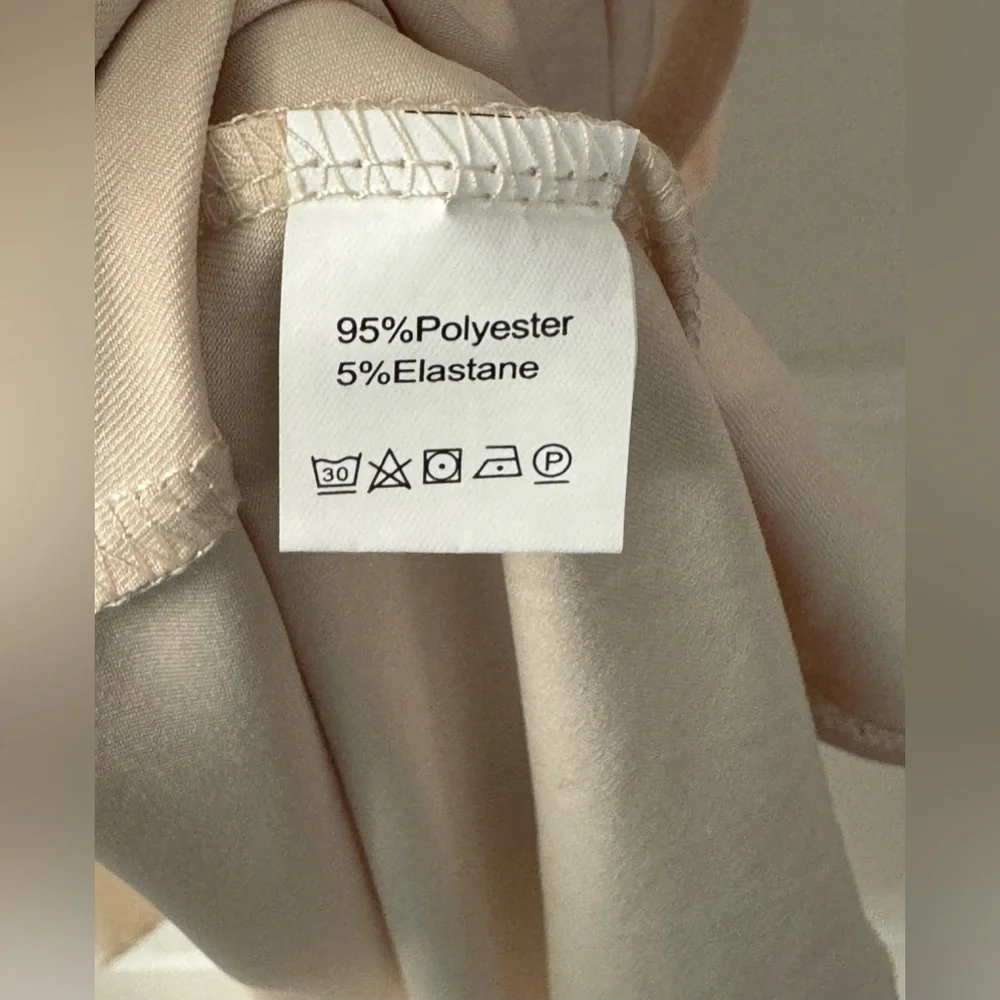 Elegant Cream Long Sleeve Stretchy Maxi Dress with a Slit - Picture 8 of 12
